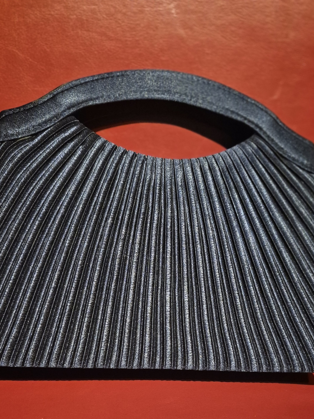 Dark Blue Pleated Handle Tote Bag